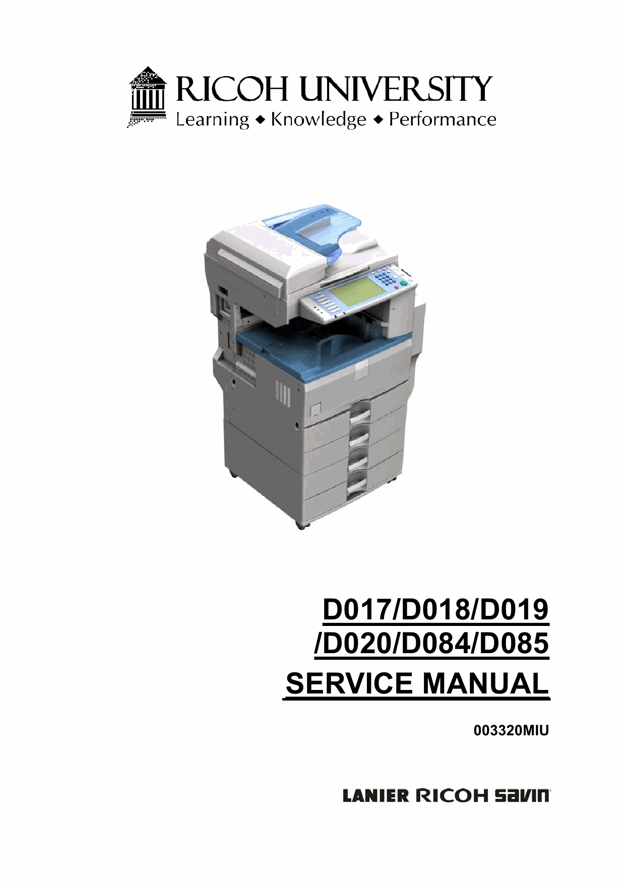 RICOH Aficio MP-2550B 2550SP 3350B 3350SP 2851SP 3351SP D017 D018 D019 D020 D084 D085 Service Manual-1